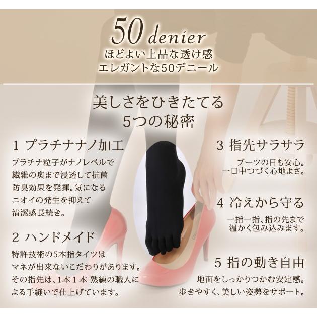 ○5本指タイツ ブラック 50デニール