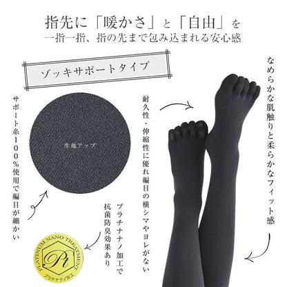 ○5本指タイツ ブラック 80デニール