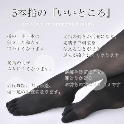 ○5本指タイツ ブラック 80デニール